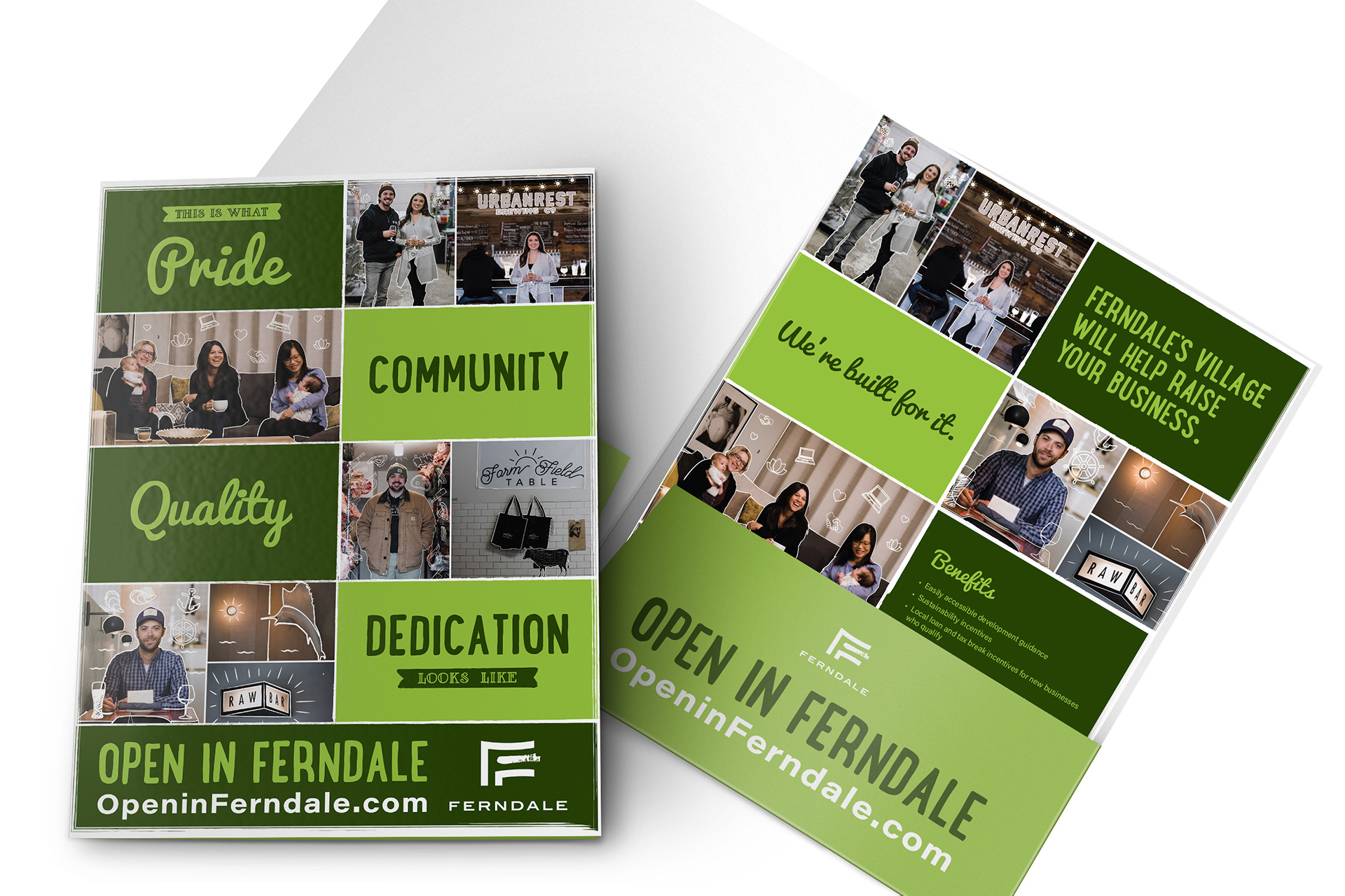 A poster promoting various businesses in Ferndale.